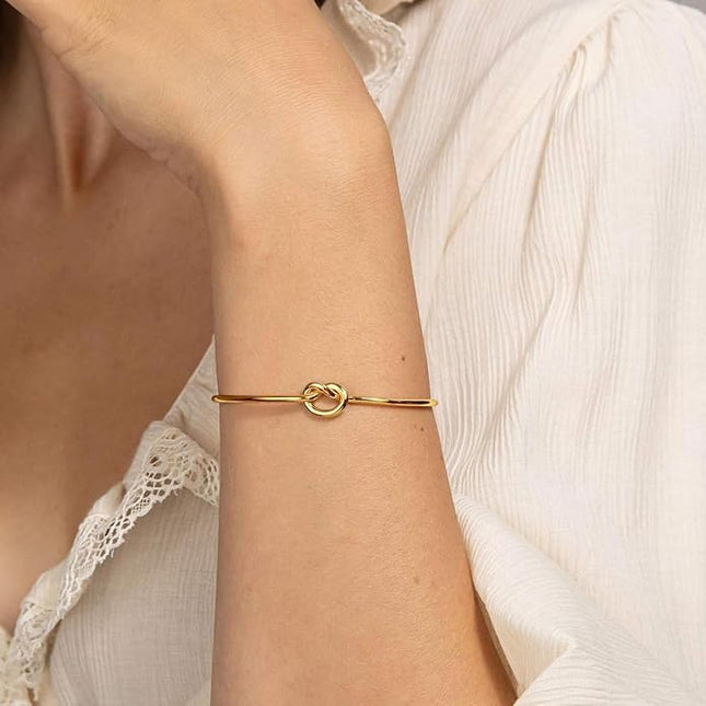 18K Gold Plated Bracelets for Women Dainty Gold Bangle Cuff Bracelets Non Tarnish Love Friendship Jewelry Gifts
