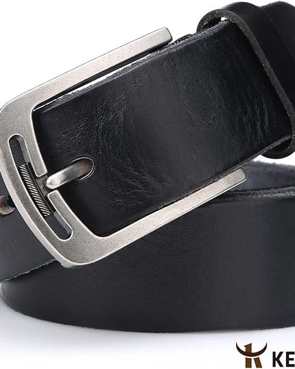 KEECOW Men's 100% Italian Cow Leather Belt Men With Anti-Scratch Buckle,Packed in a Box