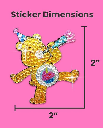 StickerBeans® Rhinestone Stickers - Care Bear II Collection 4-Pack, 2” x 2” Each, Unique Sparkly Cut-to-Shape for Collecting, Trading, Decorating Laptops, Scrapbooks for Kids, Teens, &n Adults