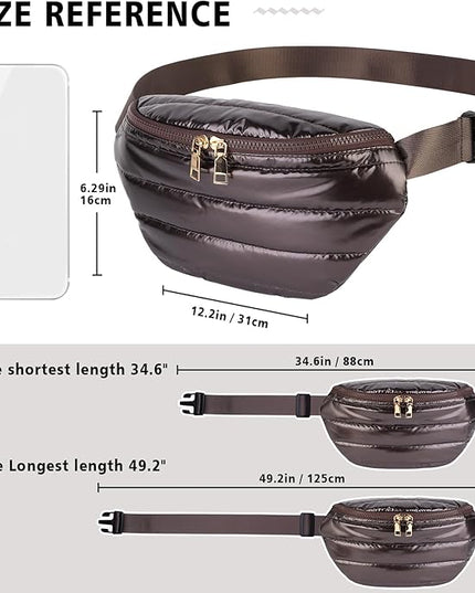 Fanny Packs for Women Fashion Waist Packs Quilted Puffer Belt Bag Puffy Crossbody Bags Sling Purse for Women Travel Running