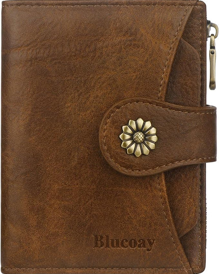 Blucoay Womens Wallet,RFID Blocking Wallet Women Soft Leather Bifold Small Wallets For Women Card Holder With Removable ID Window(khaki)