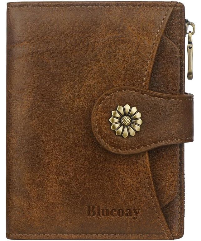 Blucoay Womens Wallet,RFID Blocking Wallet Women Soft Leather Bifold Small Wallets For Women Card Holder With Removable ID Window(khaki)