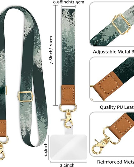 Phone Lanyard Crossbody Wrist Strap, Forest Tree Cell Phone Lanyards for Around the Neck Wristlet Shoulder, Adjustable Strap for Car Keys Keychain Wallet ID Badge