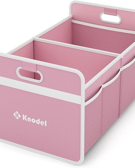 K KNODEL Car Trunk Organizer, Foldable Organizer for Car, Automotive Consoles & Organizers, Storage with Reinforced Handles (Medium, Pink)