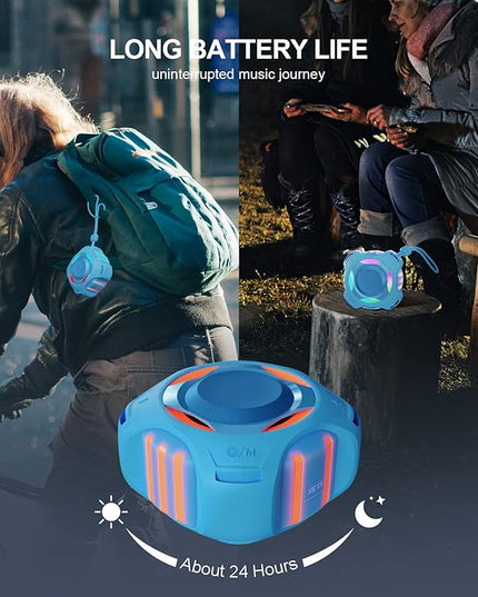 comiso Shower Bluetooth Speaker, IP67 Waterproof Speaker with LED Light, Portable Speakers with True Wireless Stereo, Floating, 2000mAh, Built-in-Mic, Ideal for Travel, Beach, Gifts for Unisex.