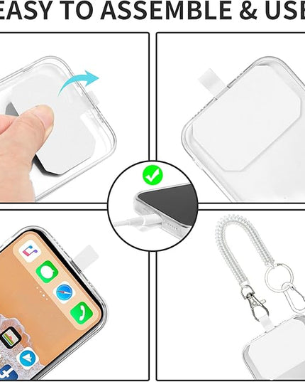 Phone Tether Lanyard Anti Theft Phone Strap with Carabiner Anti-drop Outdoor Skiing Hiking Cycling fishing Climbing fit iPhone and Most Cell Phone (Black+Transparent)