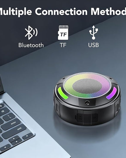 Bluetooth Speaker, 2025 Portable Wireless Shower Speaker, Digital Display Portable Speaker with Detachable hook ,IPX7 Waterproof with LED Light, HD Sound & Bass for Bathroom, Pool, Beach & Outdoor