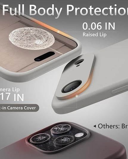 FireNova Magnetic for iPhone Air Case, Compatible with MagSafe, [Integrated Silicone Camera Control Button] [Camera Protection] Microfiber Lining Phone Case for iPhone 17 Air, 6.5", Natural Titanium