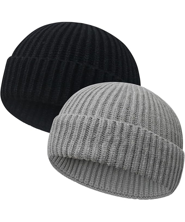 Wool Fisherman Beanies for Men Women Short Cuff Knit Beanie Winter Warm Hats Trawler Hat Stylish Watch Cap