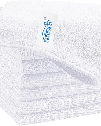 HOMEXCEL White Microfiber Cleaning Cloth, 8 Pack Cleaning Towels for Kitchen, Lint Free, Scratch-Free, Highly Absorbent, and Reusable Cleaning Rags for House, Window and Glass, Cars, 11.5 X11.5 inch