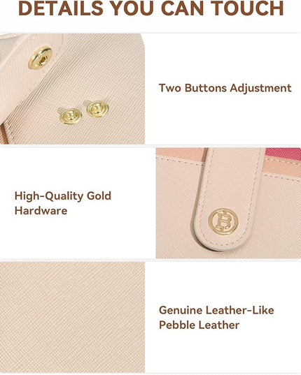 BOSTANTEN Slim Wallet for Women Small RFID Blocking Credit Card Holder Leather Bifold Wallets with Zipper Coin Pocket Rainbow Pink