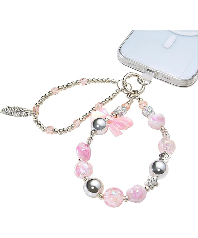 Phone Charms Strap Wrist Chain Bracelet Phone Strap Detachable Anti Theft Anti-Fall Safety Hands-Free(2xPads) Fit Apple&Most Smartphones