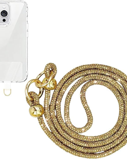 Crystal Phone Lanyard for Women Sparkling Crossbody Phone Strap with Full Rhinestone Bling Anti-Theft Phone Strap