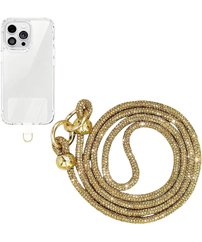 Crystal Phone Lanyard for Women Sparkling Crossbody Phone Strap with Full Rhinestone Bling Anti-Theft Phone Strap