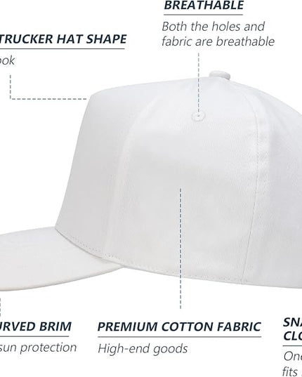 MEINICY Vintage Trendy Trucker Hat, Structured 5-Panel Snapback Hat, Adjustable Cotton Solid or 2-Tone Baseball Cap Men Women