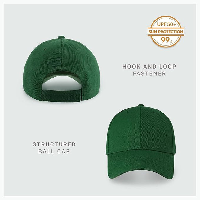 2-Pack Classic Structured Baseball Cap Adjustable Snapback Multipack Ball Caps for Custom Embroidery Running Workouts Outdoor