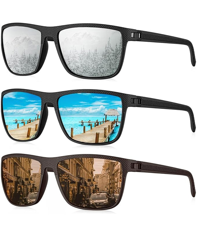 KALIYADI Polarized Sunglasses for Men, Lightweight Sun Glasses with UV Protection for Driving Fishing Golf