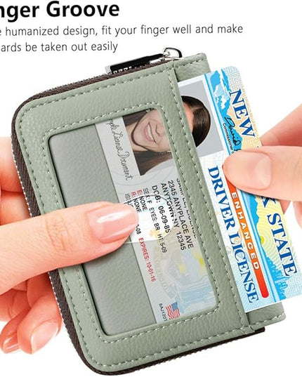 FurArt Zipper Wallet Women, RFID Blocking Credit Card Wallet, Business Card Holder, Compact Size KeyChain Wallet