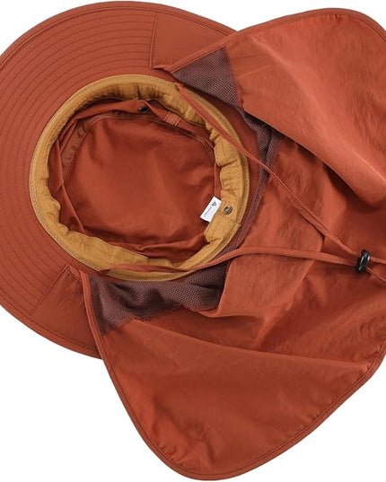 Home Prefer UPF50 Mens Sun Hat with Neck Flap Quick Dry UV Protection Cap Womens Wide Brim Fishing Hat Neck Flap Beach Garden