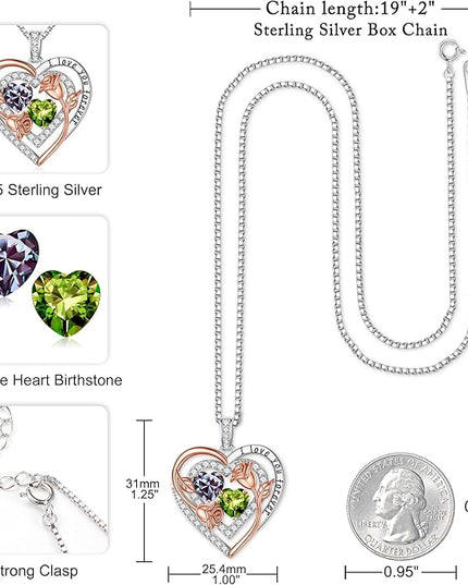 Iefil Christmas Gifts for Women - Sterling Silver Birthstone Necklace Anniversary Birthday Gifts for Her Wife Mom Daughter