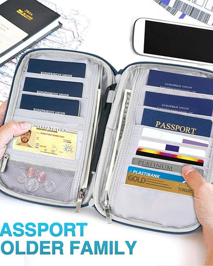Passport Holder Family, Women Rfid Blocking Passport Wallet, Travel Essentials Premium Wallets, Waterproof Passport Holders Bag for Men Traveling, Travel Document Organizer Credit Cards Case