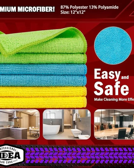 AIDEA Microfiber Cleaning Cloth 10PK, Micro Fiber Cloth for Cleaning Cars, Premium All Purpose Car Towels, Dusting Cloth Cleaning Rags SUVs, House, Kitchen, Window, Workshops, 12"×12"