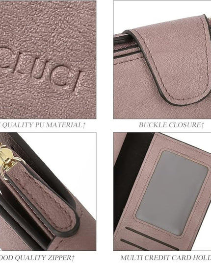 CLUCI Wallet For Women PU Leather RFID Blocking Womens Wallet Bifold Card Holder with ID Window Gifts for Women Birthday | RFID Blocking, Designer, Trifold, Card Holder, ID Window