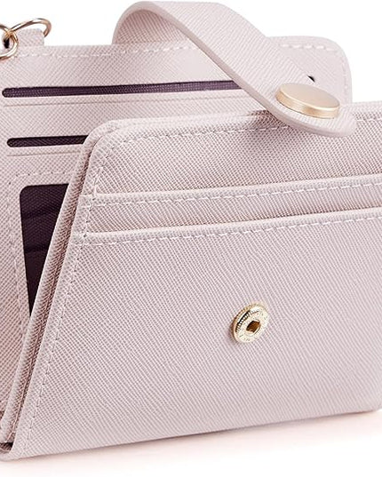 POIUGOYA Slim Wallet for Women,RFID Blocking Bifold Credit Card Holder with Zipper Coin Pocket,ID Window,Keychain