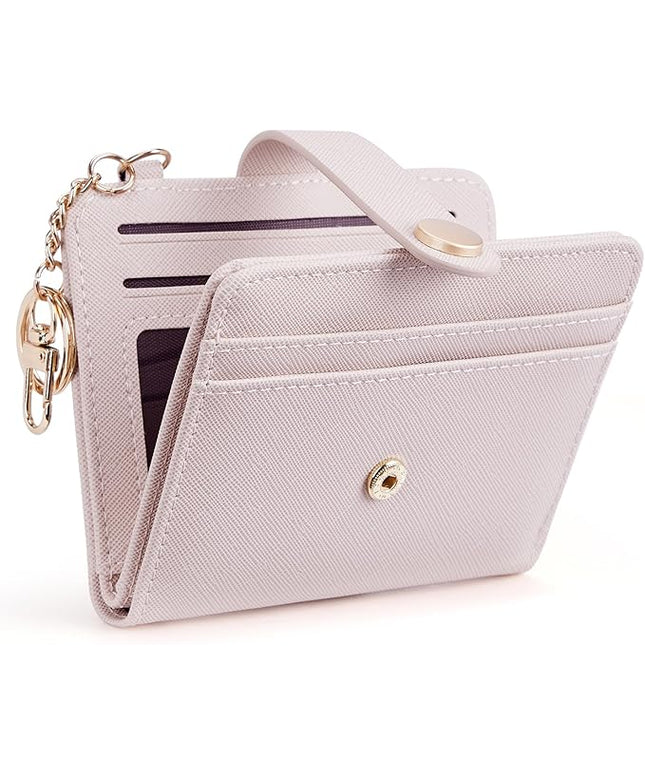 POIUGOYA Slim Wallet for Women,RFID Blocking Bifold Credit Card Holder with Zipper Coin Pocket,ID Window,Keychain