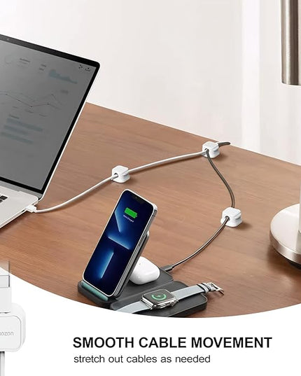 Picozon 12 Pack Magnetic Cable Clip Organizer Cord Holder, Picozon Adhesive Cable Management, Wire Phone USB Charger Cable Holder Keeper Organizer for Car, Office Home Desktop, Wall, Night Table