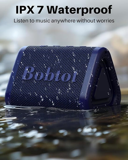 Bobtot Portable Bluetooth Speaker Wireless, IPX7 Small Shower Speaker Waterproof, 15H Playing Time, Loud and Stereo Sound with Bass, TWS Pairing for Party, Camping, Travel, Blue
