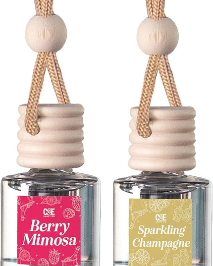 CANDECraftCo Car Air Hanging Fragrance Oil, Car Auto Freshener for Essential Oils, Scents Fragrance Aromatherapy Automobile Diffuser, Long Lasting (Berry Mimosa + Champagne)
