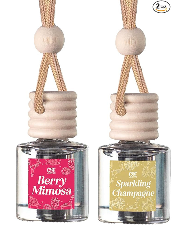 CANDECraftCo Car Air Hanging Fragrance Oil, Car Auto Freshener for Essential Oils, Scents Fragrance Aromatherapy Automobile Diffuser, Long Lasting (Berry Mimosa + Champagne)