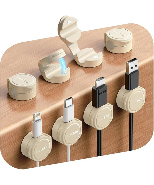 8-Pack Cord Organizer Magnetic Silicone Cable Clips[8 mm Wider Cable Accessible]Desk Cable Management, FLYLEAD Desktop Cord Holder for Nightstand, Office Workspaces Desk Organization Home Accessories