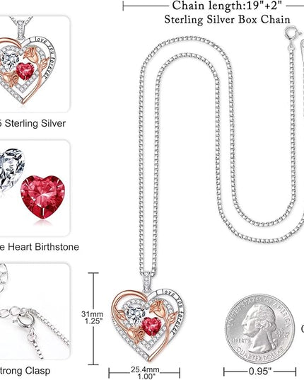 Iefil Christmas Gifts for Women - Sterling Silver Birthstone Necklace Anniversary Birthday Gifts for Her Wife Mom Daughter