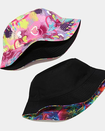 Mashiaoyi Unisex Print Double-Side-Wear Reversible Bucket Hat