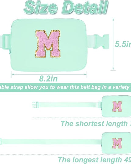 Uygafly Belt Bag Fanny Pack Crossbody Bags with Initials Letter Patch Cute Stuff Birthday Gifts for Teenager Girls Trendy Stuff for Teens | Light Green,M