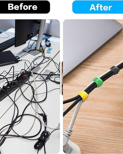 50 Pcs Reusable Cable Ties for Cords, 6 Inches Hook and Loop Adjustable Cord Straps, Reusable Zip Ties, Wire Organizers for Cords Electrical Cord Management Office Home Computer PC Cable Management