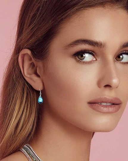 Teardrop Austrian Crystal Drop Dangle Earrings for Women 925 Sterling Silver Hook Hypoallergenic Jewelry