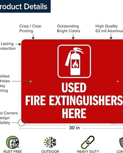 Used Fire Extinguishers Here Sign, 24x30 Inches, Rust Free .063 Aluminum, Fade Resistant, Made in USA by My Sign Center