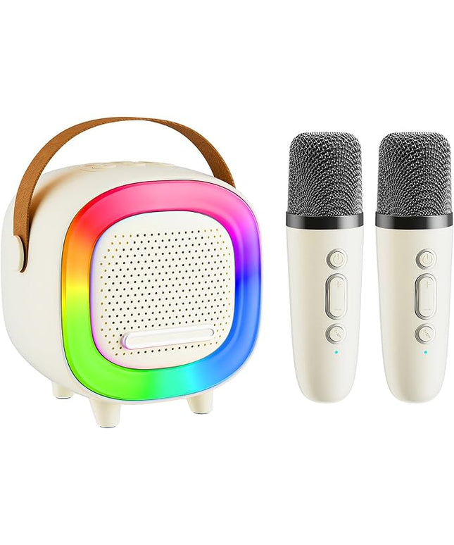 Mini Karaoke Machine Speaker for Kids Adults, Portable Bluetooth with 2 Wireless Microphones, Children's Day Birthday Gift Ideas for Toys for Teens Boys and Girls Aged 4, 5, 6, 7, 8, 9, 10, 11, 12+