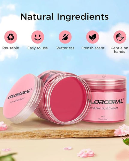 COLORCORAL Cleaning Gel for Car Universal Gel Cleaner Auto Detailing Car Vent Keyboard Cleaning Putty Car Interior Cleaner Dashboard Dust Remover Putty Auto Duster Cleaning Kit 160G - Rose Red