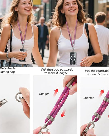 3-in-1 Adjustable Phone Lanyard Crossbody Cell Phone Neck Strap Universal Mobile Wrist Lanyard