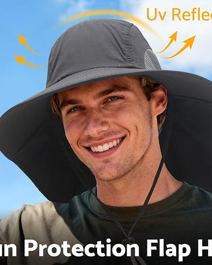NPJY Sun Fishing Hats with Neck Flap for Men Women UV Sun Protection Bucket Hat