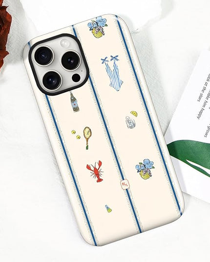 Magnetic for iPhone 16 Pro Case Cute Frog Stripes Phone Case, Summer Shockproof Slim TPU and Hard PC Protective Phone Cover Compatible with MagSafe Designed for Women Girls