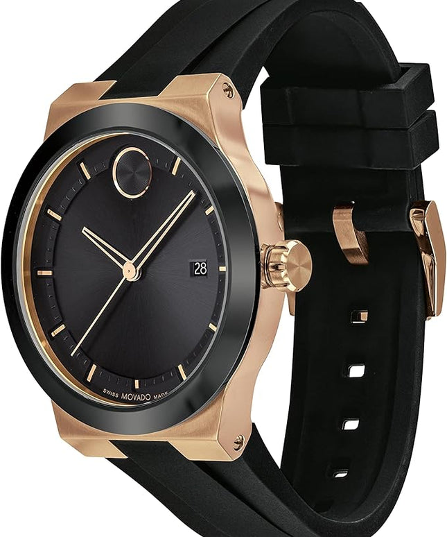 Movado Bold Fusion Men's Luxury Quartz Watch - Swiss Movement, Silicone Strap, Water Resistance 50 Meters (5ATM) - Classic Timepiece - Gift for Him - 42mm