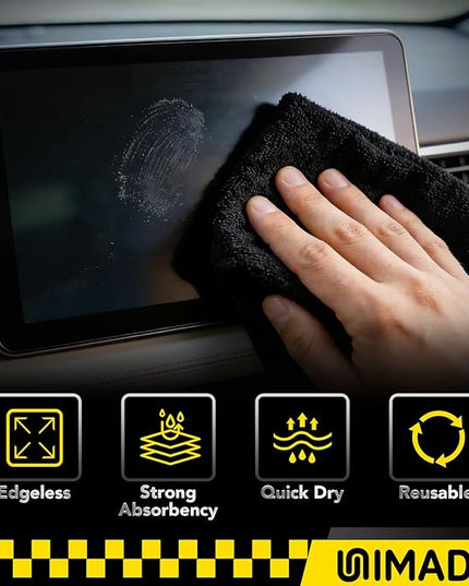 Microfiber Cleaning Cloth, 100 Pack Microfiber Towels for Cars Commercial Grade Work Rags Bulk Detailing Cloth for Automotive Bar Mechanic Restaurant Garage Housekeeping, 11.5"x 11.5", Black