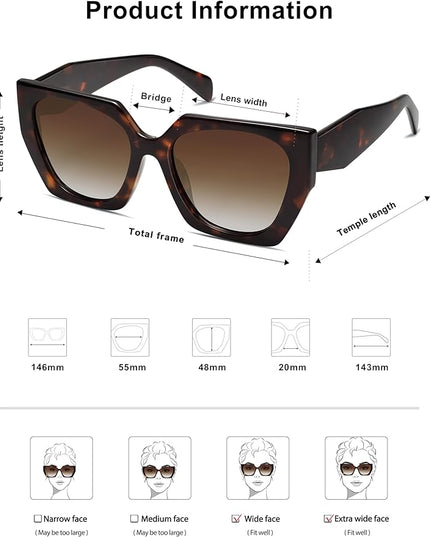 SOJOS Large Oversized Polarized Sunglasses for Women, Big Designer Womens Trendy Square Shades SJ2205