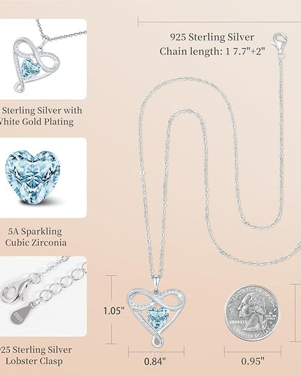 925 Sterling Silver Infinity Necklace - Exquisite Silver Jewelry for Women, Love Heart Necklace for Birthday, Anniversary, Valentine’s Day - Ideal Gift for Girlfriend, Wife, Mom, or Her