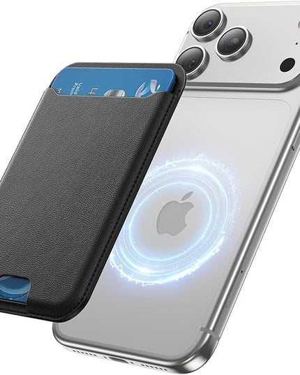 TWZKG for MagSafe Wallet, 3 Card Holder, Slim Magnetic Phone Wallet for iPhone 17/16/15/14/13/12 Pro Max Plus Air Series,RFID Blocking Vegan Leather,Black